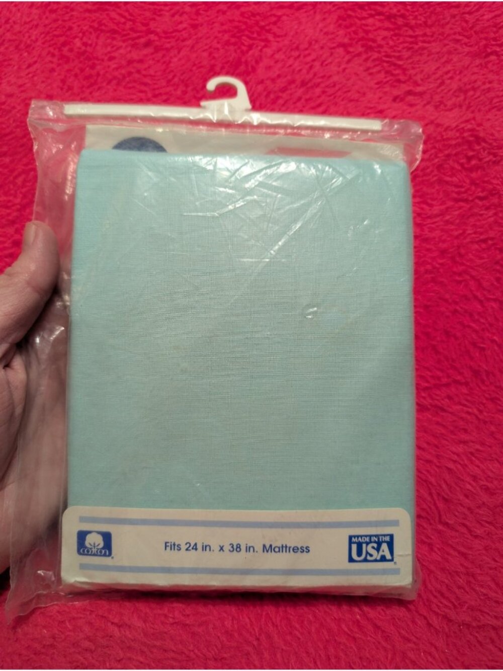 Vintage 1989 Gerber Portable Crib Sheet Blue 100% Cotton Made in USA 24x38 NIP